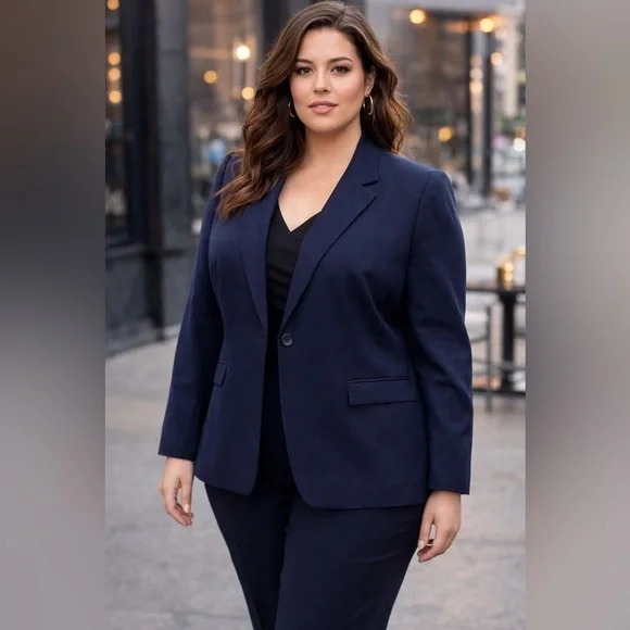 Pendleton Plus Navy 100% Virgin Wool Blazer Jacket USA Classic Career 90s 22W - Picture 1 of 10